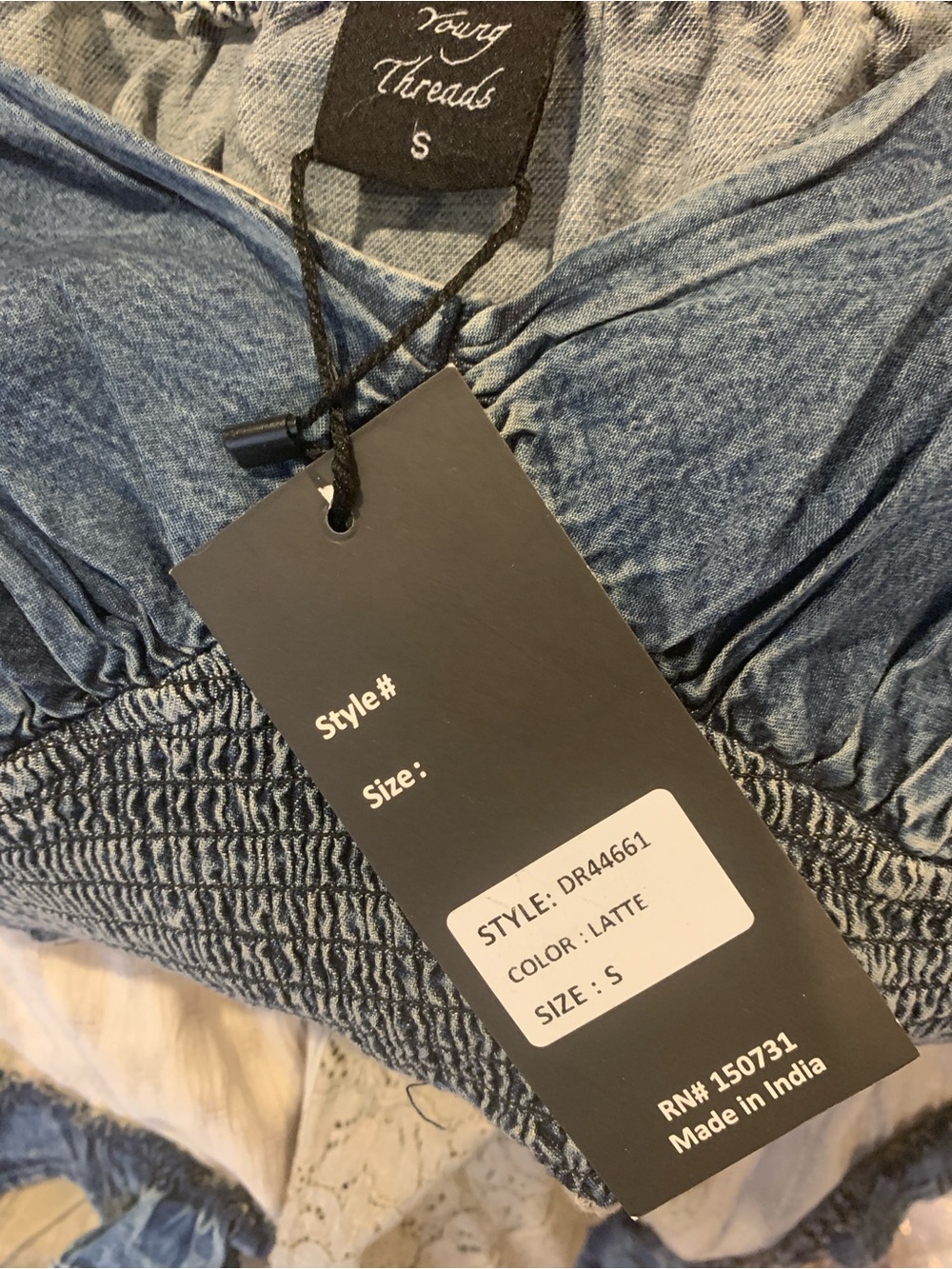 Young Threads Denim & Lace Patchwork Dress | NEW | Boho Western Dress - Picture 5 of 6